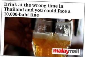 En malaysisk avis er blant en mengde medier som har rapportert om Thailand og alkohollovgivning de siste dagene.