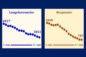 Tallene for alvorlig lungesykdom/lungebetennelse og personer i respirator har gått nedover i september. 